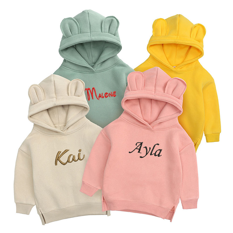 Baby Clothing Names - Hoodie beruang anak-anak bordir personalisasi hadiah
